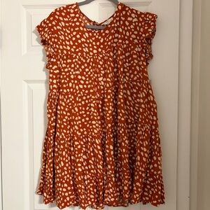 Entro Vibrant Orange and White Dress